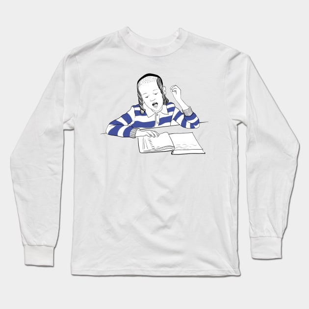 Orthodox jewish boy reading Long Sleeve T-Shirt by argiropulo